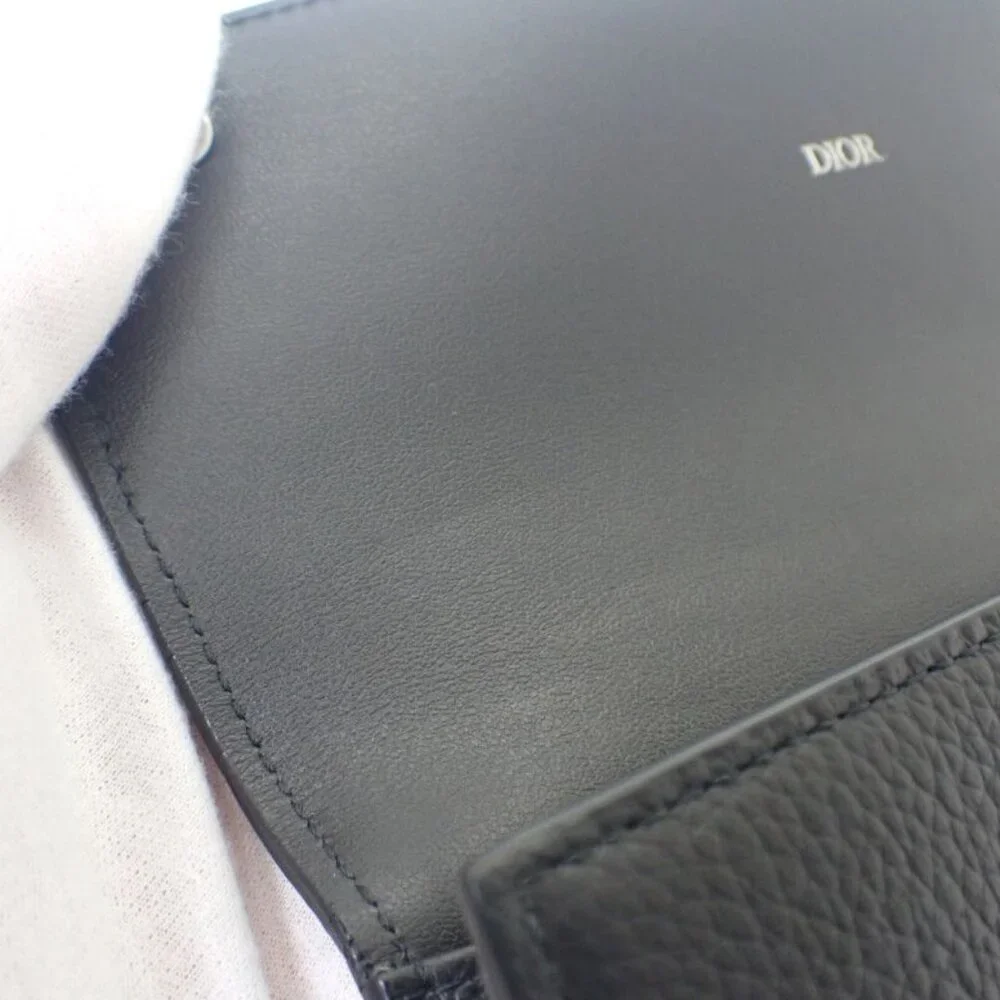 Dior Long Flap Wallet 2 Cdi h00 N Long Wallet Calf Black Silver Hardware